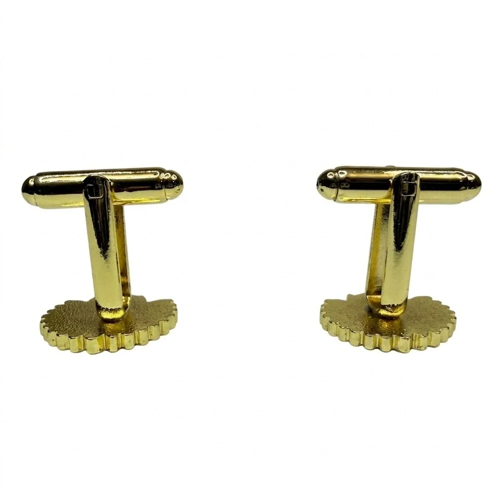 Chief Headdress Cufflinks Gold Tone Enamel Native American Inspired Jewelry